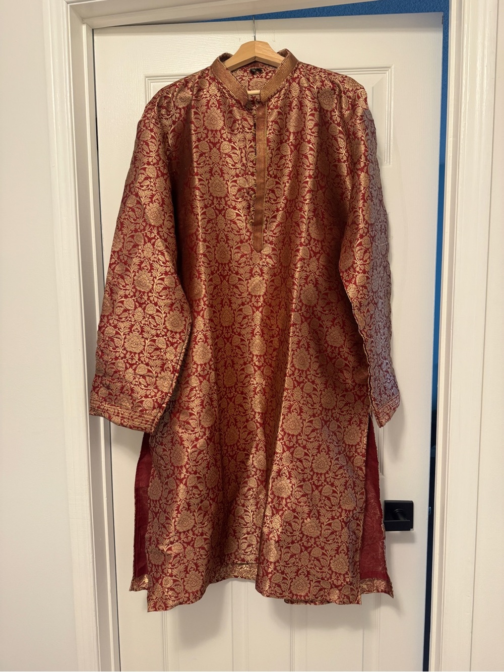Red and Gold Brocade Tunic Kurta